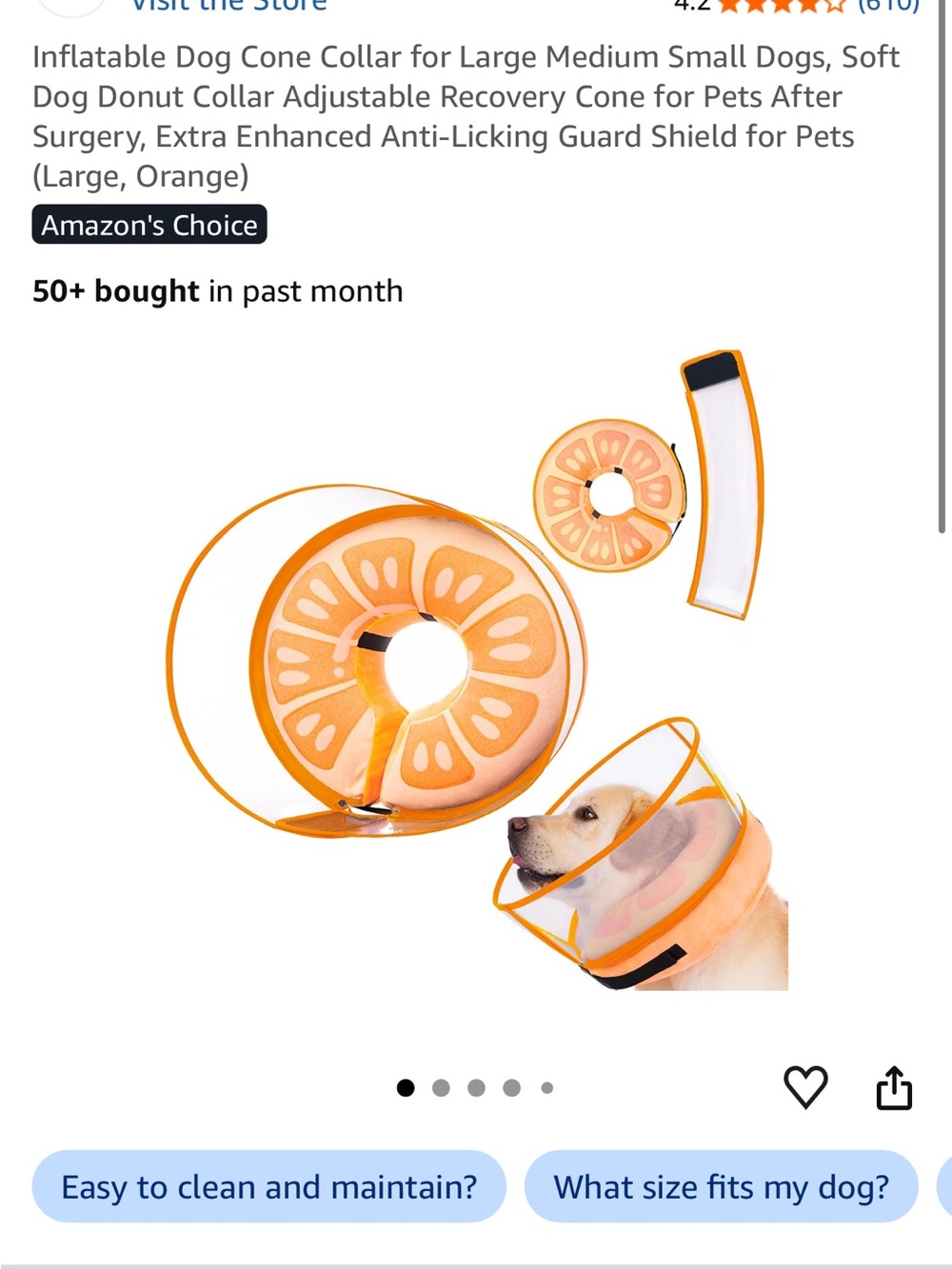 Inflatable Orange Slice Dog Recovery Collar